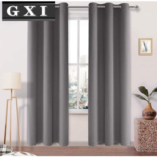 GXI ( Set of 2 Panels ) Bedroom Curtains Grey Color Blackout Drapery Thermal Insulated Modern Ring Top Blackout cortinas