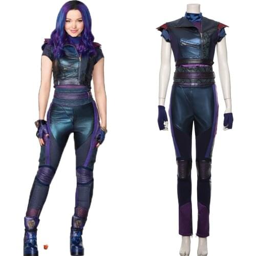Descendants Cosplay Mal Costume Uniform leather Suit Outfit Adult Girls Halloween Carnival Costume Women Fancy Clothing