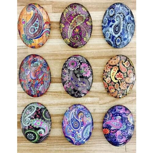 18x25mm Mixed Style Oval Glass Cabochon Dome Jewelry Finding Cameo Pendant Settings 20pcs/lot (K05509)