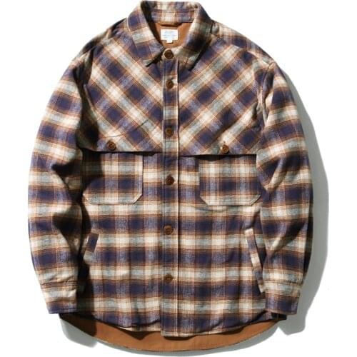 SSaucezhan men jacket Plaid jacket Autumn And Winter vintage winter jacket men men clothing 400g Cotton Casual Plaid