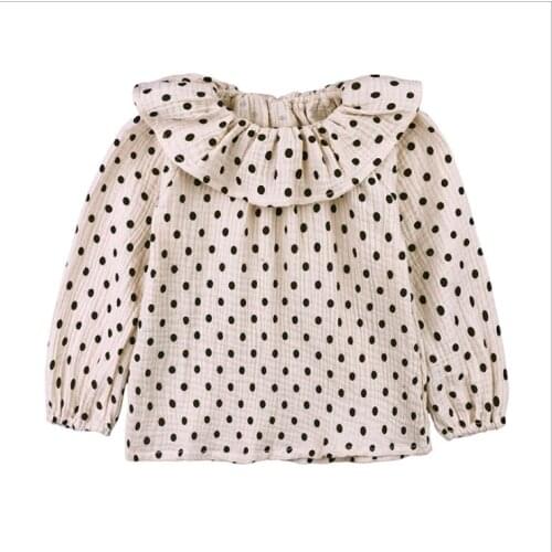 Doll collar fashion dot cotton shirt