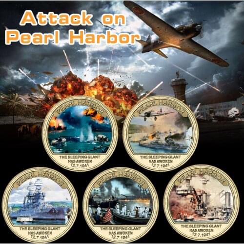 80th Anniversary Attack on Pearl Harbor Gold Commemorative Coin Set In Coin Holder US Army Challenge Coin Military Souvenir Gift