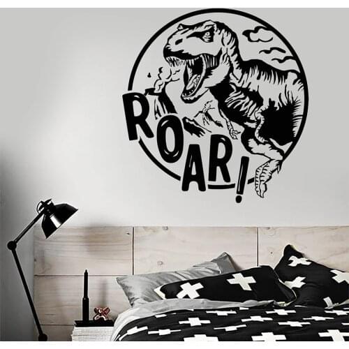 Roar Words Wall Decal Jurassic Park Dinosaur T-Rex Kids Boys Bedroom Nursery Interior Decor Vinyl Window Stickers Mural M275