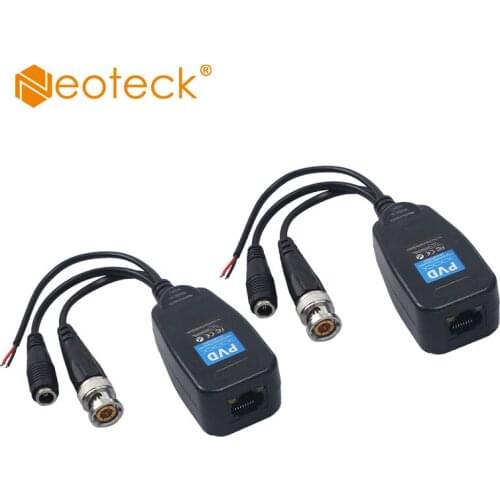 Neoteck 1 Pair BNC to RJ45 CAT5 Video Data Power Balun UTP Connector CCTV Camera Audio Video Power Balun For CCTV PTZ Camera
