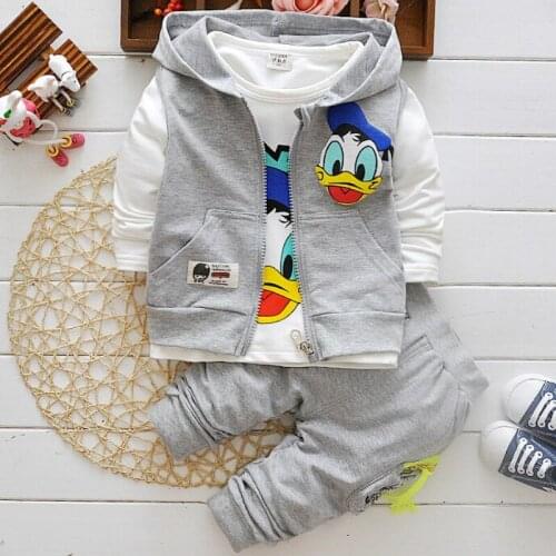 New Fashion Boys Clothing Sets Kids Autumn Character Cotton Long Sleeve Shirt +Pants+ Vest 3 Pcs Suit Children Clothes Set