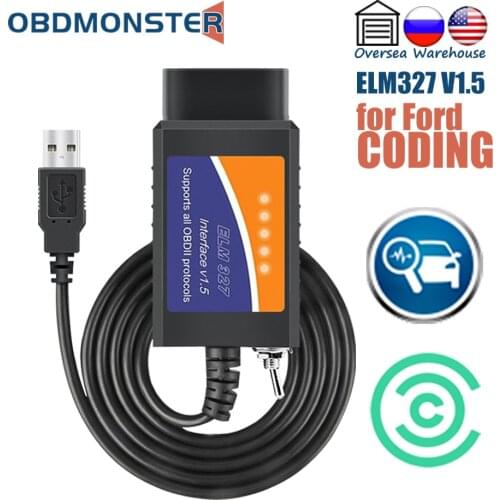 OBDMONSTER ELM327 V1.5 with HS / MS CAN Switch FORSCAN OBD2 Scanner USB Adapter for Ford Coding ELMconfig, FoCCCus