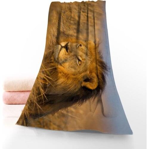 Lion Animals Towel Printed Cotton Face/Bath Towels Microfiber Fabric For Kids Men Women Shower Towels 70X140cm