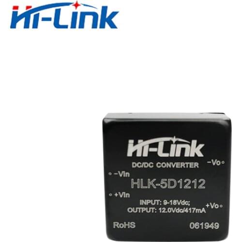 Free ship 10 pcs dc dc converter HLK-5D1212 5V 10A transfer 84%Typ 100ms start isolated power supply module with DIP-4