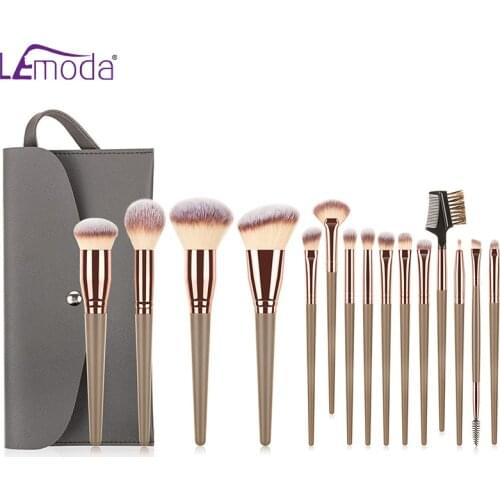 Lemoda Professional 15Pcs/Set Makeup Brushes With Bag For Powder Eyeshadow Eyebrow Foundation Lip Blush Blending Cosmetic Tools