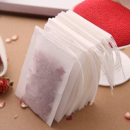 100pcs/lot empty tea bag filter paper teabag drawstring Herb powder bags