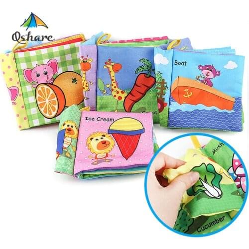 Qshare Soft Cloth Books for Babies First Year Gift, Baby Early Learning Activity Fabric Non-Toxic Crinkle Books