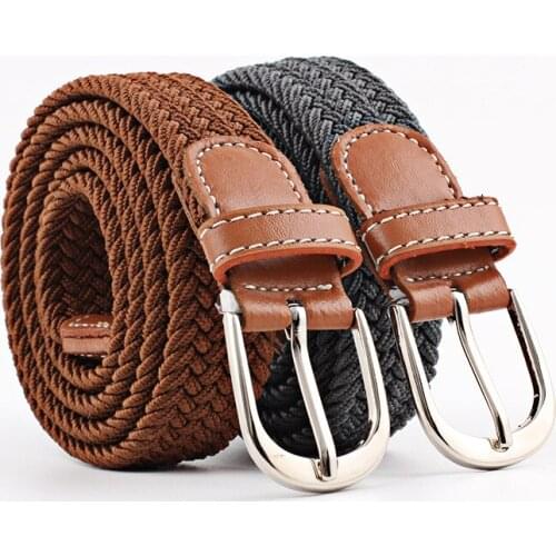 New mens /Womens casual Stretch Woven Belt Womens Child alloy Pin buckle Elastic Belts For Jeans Elastique Belt Waistband