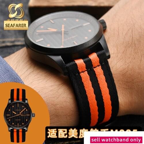 Watchband for Mido Meidu Multifort Black Orange Rudder M005.430 Mens Nylon Canvas Watch Strap Watch Bracelet 22mm
