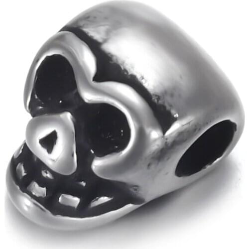 Stainless Steel Skull Bead Spacer Polished 2.5mm Hole Beads Metal Charms DIY Bracelet Jewelry Making Accessories