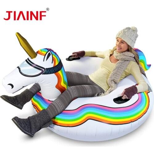 2021 New Children Inflatable Toys Sledge Unicorn Thickened Pvc Outdoor Sport Snowboard Winter Sleigh For Snowmobile Holiday Game