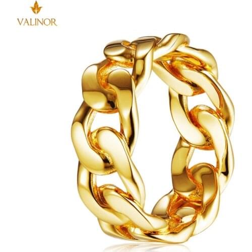 High cold simple chain shape chain link ring twist tank chain metal ring 925 sterling silver HM023