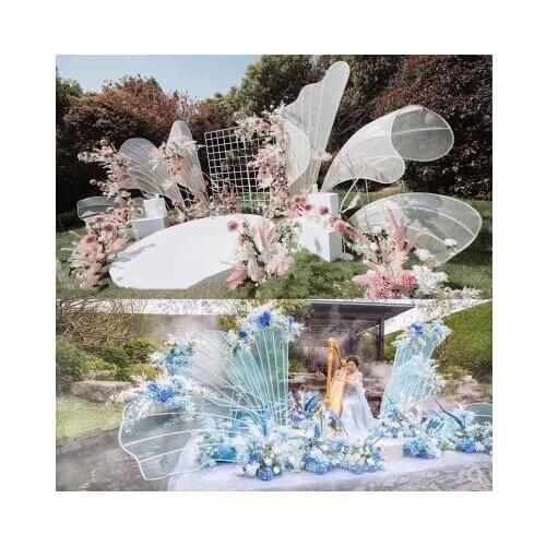 Wedding props, wrought iron, gauze petals, large stage background, decorations, hotel wedding shopping mall, beautiful scenery