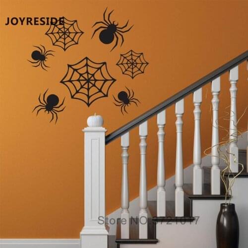 JOYRESIDE Spider Weds Wall Decal Halloween Party Home Decor Wall Decoration Rooms Happy Halloween Vinyl Sticker Art Spider WM076