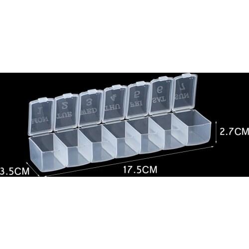 WLYeeS Rectangle 7 Slots Plastic Storage Jewelry Box Compartment Transparent Storage Case for jewelry Beads drug Container Boxes