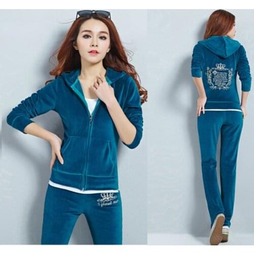 Womens Brand Velvet Fabric Tracksuits Velour hoody Track Suit Hoodies And Pants Oversized Sportswear Spring/Fall 2021