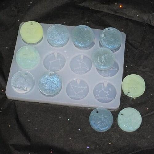 1PCS 12 Constellation Mold Crystal Epoxy Silicone Mold DIY Production Epoxy Swing Table Mobile Shell Keychain Pendant
