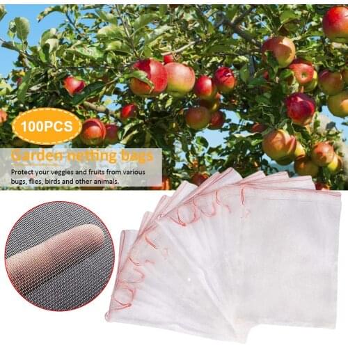 100PCS Fruit Protection Bags Garden Netting Bags Anti-bird Bug Barrier For Protecting Plant Fruit Flower Vegetable Mesh Netting