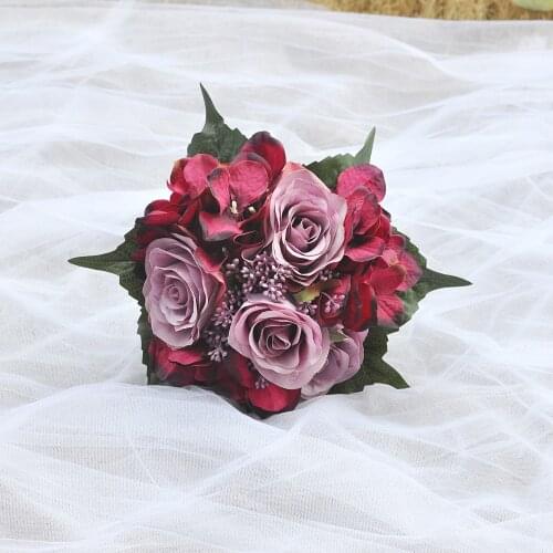 100% Handmade Bride Wedding Bouquet Bridesmaid Holding Bouquet Wedding Supplies Artificial Rose Bouquet Flower Home Decoration