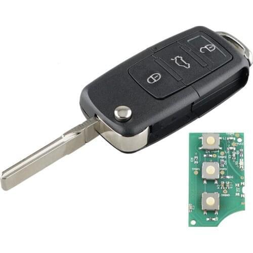 3 Button Flip Remote Car Key Fob For VW/Volkswagen for Passat Beetle Bora Polo Golf 1J0959753AH 434Mhz ID48 Remote Control Key