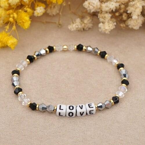 Go2Boho Beaded Bracelets Crystal Beads Braclets LOVE Letter Bracelet For Women Femme Pulsera 2021 Fashion Beach Jewelry