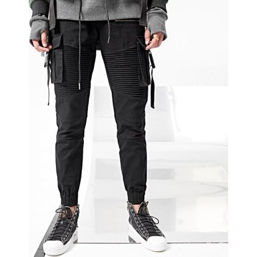 Fashion Pleated Men Trousers and Pants 100% Cotton Twill Fabric fashion Fitness Long Pants Men Casual Sweatpants Jogger pants