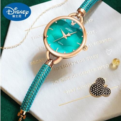 Disney Official Micky Mouse Ladies Woman Casual Japan Quartz Wrist Watch Rhinstone Scale Waterproof Small Dial Girl Female Clock