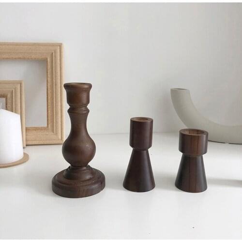 Wood Pillar Candle Holders Hand Made Vintage Candlestick Holder for Weddings Party Spa Meditation-Log