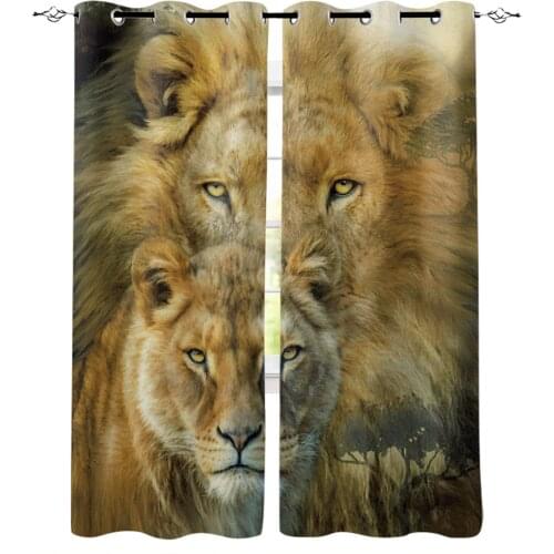 Wild Animal African Lion Blackout Curtains For Living Room Window Curtains For Bedroom Kitchen Curtains Drapes Blinds