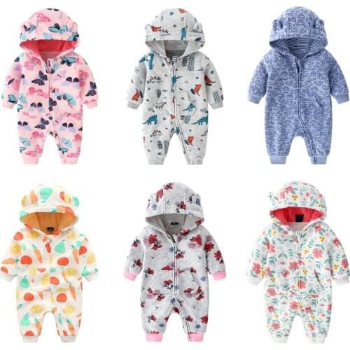 2020 Newborn Baby Winter Hoodie Romper Clothes Boys Baby Clothing Girl Boy Jumpsuit Christmas Baby Romper Warm Clothing for Kids