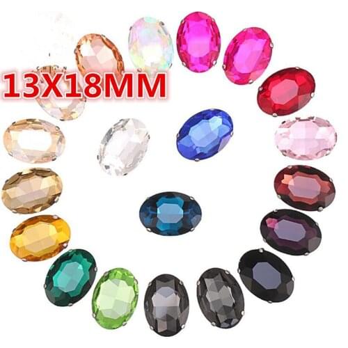 MHS.SUN 50PCS 13*18mm Oval Shape Glass Crystal Loose Flatback Sew On Claw Rhinestones Diy/Clothing Accessories Hot Sale