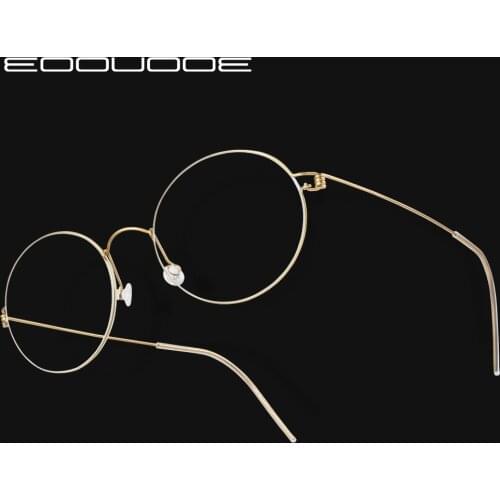 Ultralight Optical Prescription Glasses Round Frame Mens Myopia Eyeglasses Titanium Rim No screws Eyewear Women Korean