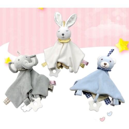 Soothing Baby Towel Baby Toys Cartoon Bunny Bear Plush Doll Soft Security Blanket Sleep Friend Stuffed Toy Baby Crib Rattles 03L