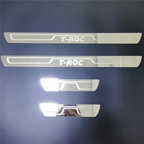 For VW Volkswagen T-ROC 2017 2018 2019 2020 Door Sill Scuff Plate Trim Guards Stainless Welcome Kick Pedal Cover Car Accessories