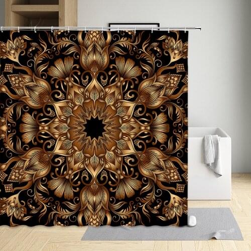 Retro Lndian Bohemian Shower Curtain Exotic Geometric Printing Pattern Bathroom Decor Waterproof With Hooks Washable Fabric Sets
