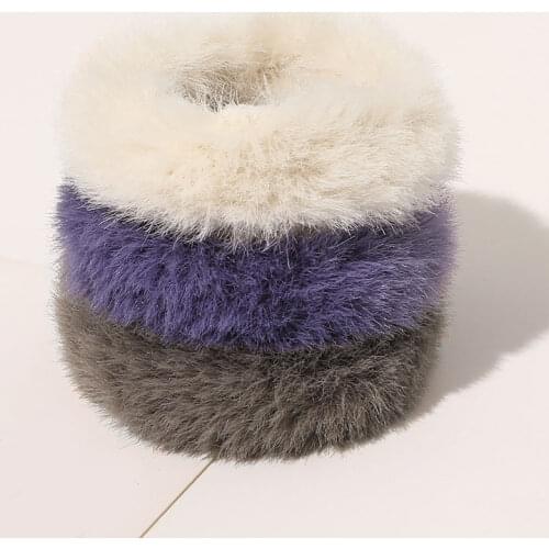 New 2020 Soft Faux Rabbit Fur Soft Elastic Hair Bands Women Girls Cute Scrunchie Ponytail Holder Rubber Band ho Hair Accessories