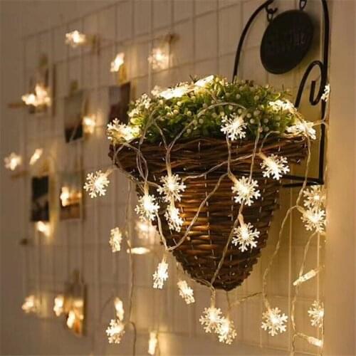 Xmas 10M 100leds AC 220V Fairy Garland LED SnowFlakes led Strip Lights Chain For Christmas Tree Wedding Home Indoor Decoration
