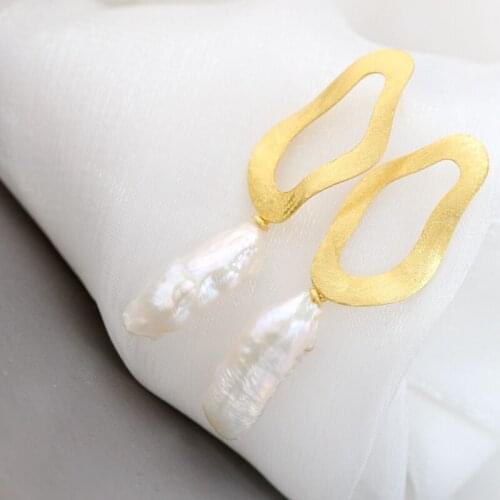 Handmade Creative Trendy Natural Baroque Freshwater Pearl Irregular 925 Sterling Silver Earring Female Fine Jewelry Gift