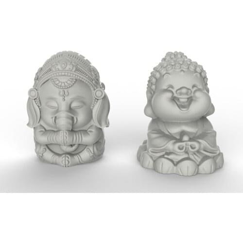 Silicone molds placing cement and plaster parts for Buddha statue 3DBuddha handicraft plaster candle silicone mold