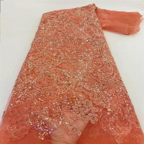 SJ Lace Handmade Lace African French Lace Fabric 2021 High Quality Beaded Ghana Lace For Nigerian Lace Fabrics For Party x1-79