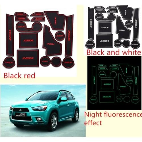 Door Slot Pad Mat 3D Rubber Mat Interior Cup Cushion Groove Mat Lnterior Anti Slip For Mitsubishi ASX 2013-2018 Car Styling