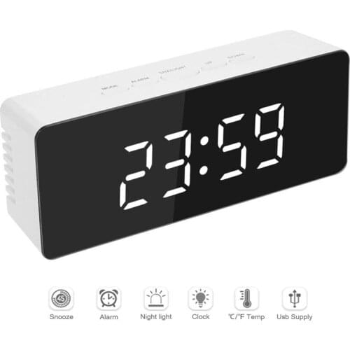 LED Mirror Alarm Clock Large Screen Multifunction Digital Desktop Clock Snooze Feature Bedside Alarm Clock Home Decor Clocks