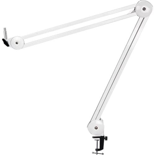 Top Microphone Stand Adjustable Suspension Boom Arm with Built-in Spring for Voice Recording White