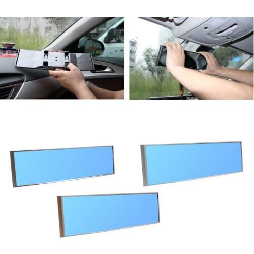 Universal Car Interior Rear View Mirror Panoramic Clip-on Wide Angle Rearview Mirrors Wire Drawing Frame Styling 280mm Wide