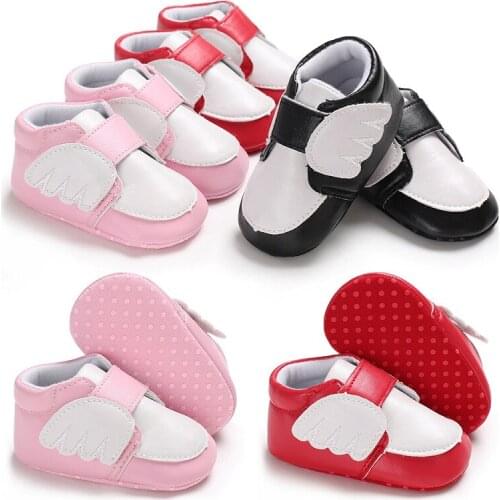 Spring and Autumn Boys and Girls Baby 0-1 Years Wings Leisure Soft Bottom PU Shoes Baby Toddler Shoes