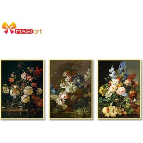 Cross stitch kits Embroidery needlework sets 11CT water soluble canvas patterns 14CT European style retro flower -NCMF286